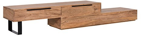 Woodkings® TV Bank Auckland Holz Akazie 2 Schubladen, Breite variabel, Lowboard aus massiv Holz Natur, TV Regal Möbel flexibel stellbar, Wohnwand variabel, Fernsehbank modern