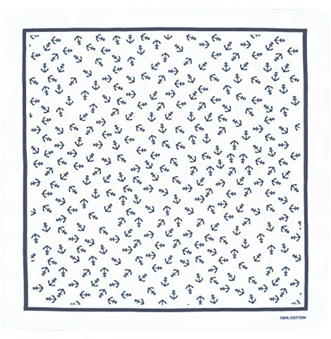 Multifunktionstuch Bandana-Tuch Nickitücher Halstuch Kopftuch Zimmermanns- und Richtfesttücher 100% Baumwolle / Cotton Mund-Nasen-Bedeckung Biker Rad Outdoor Schweißtuch Stirnbänder (Anker - Weiß)