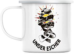 Under Escher Pun Tasse, emailliert, Metall