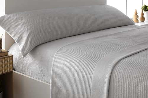 Liniva Home - Juego de Sábanas Coralina Canale, térmica para Invierno - Modelo Adriana (10910, Gris, Cama 150 cm)