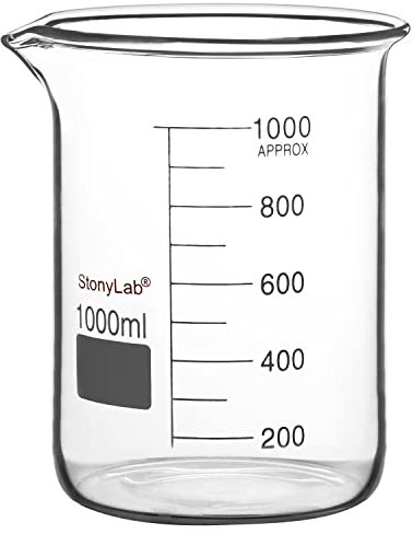 stonylab Glass Beaker, 1 Pack Borosilicate Glass Graduated Low Form Griffin Beaker with Pouring Spout Lab Beaker, 1000 ml