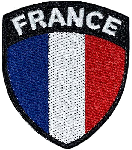 Écusson des armoiries de la France avec Velkro - Drapeau français 100% brodé pour les vêtements - Pays et drapeaux Patches Europe - Patches sac à dos - Armoiries de la France 75 x 65 mm (Ecusson)