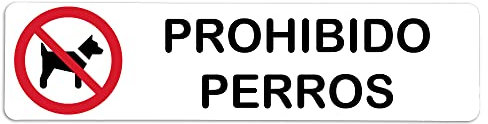 Becral® - Adhesivo de Vinilo PROHIBIDO PERROS | Pegatina puerta de VINILO | Señal informativa | Cartel Puerta 200x50mm