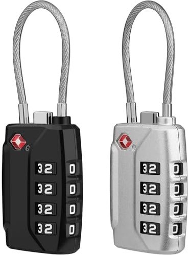 Diyife TSA Gepäckschlösser,[Aufgerüstet] 2 Stück 4-Stellig Sicherheitsschloss Kombinationsschlösser Codeschloss, für Reisekoffer, Rucksack, Gepäcktasche, Sporttaschen - Silber & Schwarz