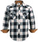 Coevals Club Chemise Flanelle Homme Chemise de bûcheron Homme Manches Longues Carreaux Boutons-Pression Coton avec Poche Coupe Normale Chemise décontractée(Blanc Noir 2# 3XL)