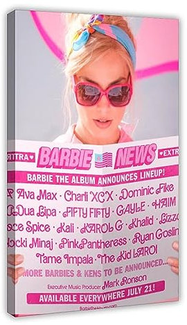 Barbi The Album Dance The Night Barbie Film Musik Cover Poster Leinwand Poster Schlafzimmer Dekor Sport Landschaft Büro Zimmer Dekor Geschenk Rahmenstil 50 x 75 cm