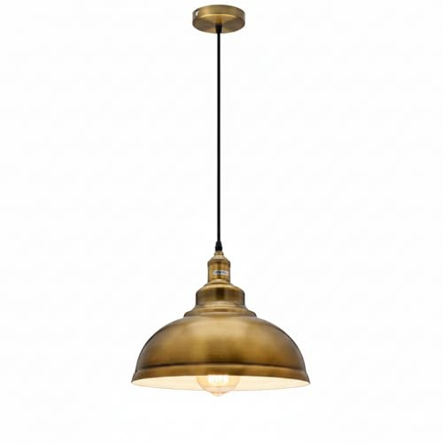 Vintage Curvy Dome Pendant Light Yellow Brass E27 Adjustable Ceiling Lamp