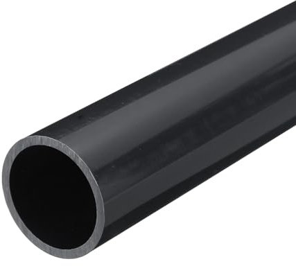 sourcing map PVC Rigid Tube Round Pipe Hardware Tubing 34mm ID 40mm OD 350mm Dark Grey High Impact for Water Pipe Crafts Cable Sleeve