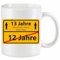 Kiwistar Tasse weiß - Keramik - 330 ml - 12 Jahre - 13 Jahre - individuell personalisiert mit Wunschtext bedruckt - Ortsschild - mit Jahr & Geburtstag - Texttasse selbst gestalten - Geschenk