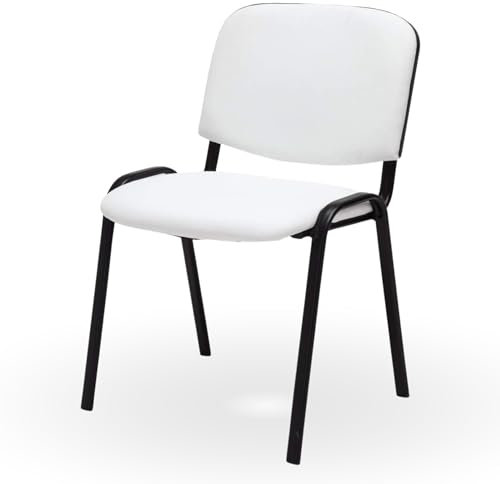 Topsit Wartezimmerstuhl aus Kunstleder, stapelbarer Besucherstuhl, Metallgestell Bürostuhl, Konferenzstuhl, Home Office, Rezeption (Weiß)