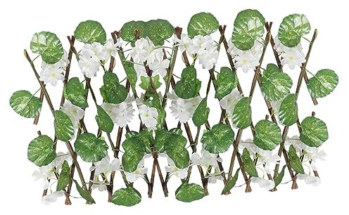 RORPOIR Anlage Sichtschutz Für Den -zaun Holzgitter Simulierte Grüne Pflanze Gitterzaunrahmen Außengitter Zaunelement Aus Künstlichem Efeu Bildschirm Hölzern Weiß Klettern Steigen