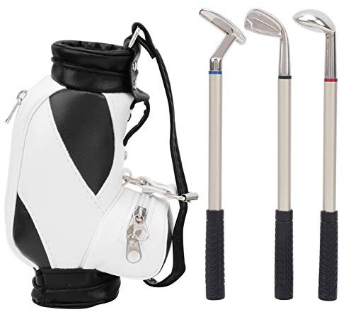 Porte-Crayons pour Sac De Golf, Mini Porte-stylos pour Sac De Golf De Bureau pour Les Fans De Golfeurs, Porte-stylos pour Sac De Golf avec Horloge pour Stylos De Golf, Ensemble (Noir)