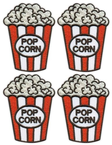 4er-Set – Popcorn – Aufnäher – bestickter Aufnäher / Abzeichen / Emblem