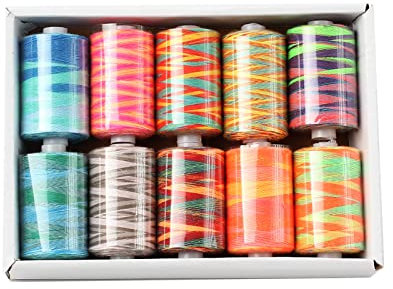 Lot de 10 bobines de fil à coudre multicolores en polyester pour machine à coudre - 914 m - Bobines de fil multi-usages avec étui pour débutants