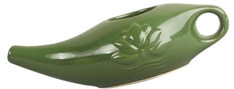 Milageto Keramik-Topf, Nasenspültopf, tragbarer Reise-Auslauftopf, 250 ml, Nasenreinigungstopf, Nasenspülung für die Nasenspülung, Nasenspülung, Dunkelgrün