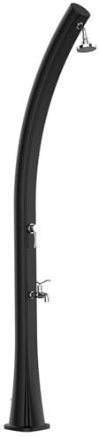 Douche exterieure noire en polyethylene HD avec chauffage solaire hauteur 226 cm reservoir 25 litres douchette et robinets en laiton Ideale pour jardin et piscine STARMATRIX Rio Black