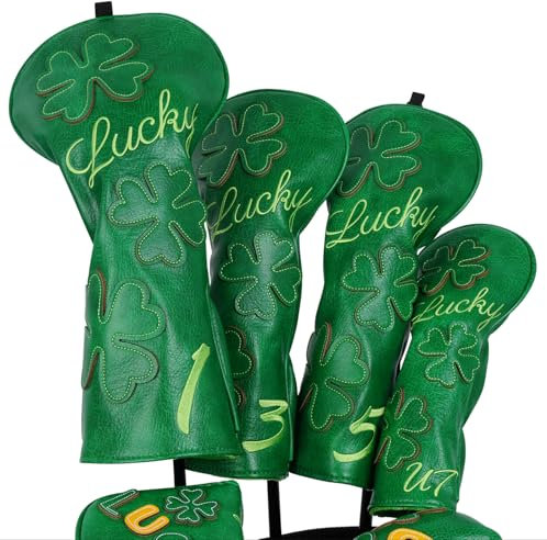 Clover Style Set of 4Pcs Golf Headcovers No 1,3,5,UT Golf Headcovers Golf Club Head Covers