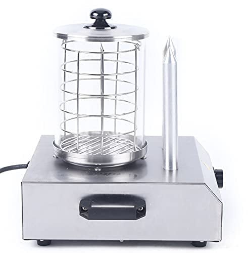 Hot Dog Gerät 422W Edelstahl Bockwurstwärmer mit 2 Heiz-Dornen Wurstkocher 0-85°C Wurstkocher Unterteilbarer Edelstahlkäfig: 16 * 21.5cm 16cm Glaszylinder Profi Würstchenkocher