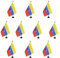 AZ FLAG - Lot de 10 Drapeau De Table Vénézuela 21x14 cm - 10 Petits Drapeaux Vénézuelien De Bureau 100% Polyester Avec Hampe De 25cm Et Socle En Plastique Noir