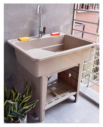 Lavandino Per Lavanderia Con Rubinetto, Lavandino Indipendente Con Rubinetto In Acciaio Inossidabile, Lavandino Per Interni Ed Esterni Con Rubinetto Per Acqua Calda E Fredda, Lavandino Da Giardino(Bro