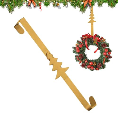 Wreath Hanger for Front Door, 30 Cm Metal Christmas Tree Decor Hooks, Wall Garland Hook for Home Decoration (Gold)