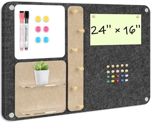 DOLLAR BOSS 3-in-1 faltbare Pinnwand aus Filz, 61 x 40,6 cm, horizontal, Grau