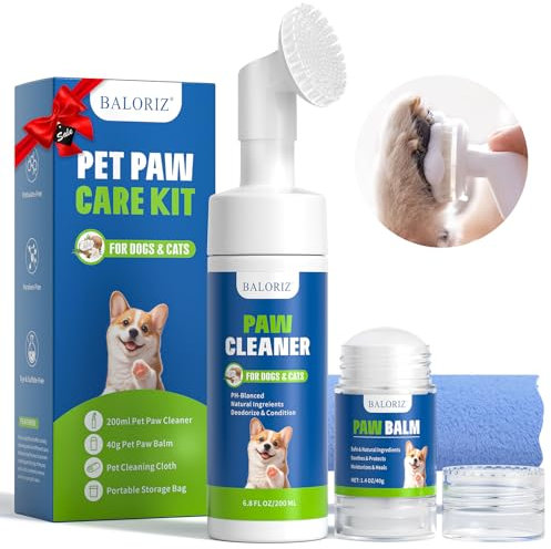 BALORIZ Dogs Paw Care Cleaner Kit for Dogs and Cats, No Rinse Foam Dog Paw Cleaner for Heals Repairs & Restores Dry, Cracked Paws & Nose Dog Paw Protector for Pet Foot Washer Care