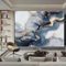 Fototapete Abstrakter Marmor Wanddekoration, Blau Weiß Vlies Tapeten 400 x 280 cm Moderne Wandtapete Wohnzimmer Schlafzimmer schmücken Pflegeleichte Kunsttapete