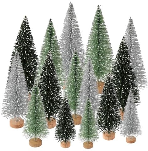 15 Stück Mini Weihnachtsbaum Deko 5 Größen Tannenbaum Künstlich Klein Weihnachtsbaum Klein Tannenbaum Deko für Tischdeko DIY Basteln Schaufenster (3 Farben)