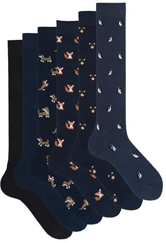 Ciocca Calze Uomo Lunghe Fantasia Caldo Cotone Morbide e Confortevoli - Confezione 3/6 Paia Autunno Inverno [BOXCW6_ANIM_11_1]