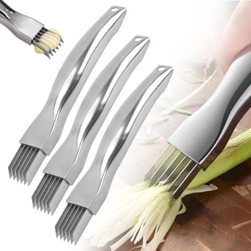 Gemüseschneider, Edelstahl gehackte grüne Zwiebel Messer, Zerkleinerung Cutter Shredder Messer Haushalt Multifunktionale Food Slicer Gadget (3)