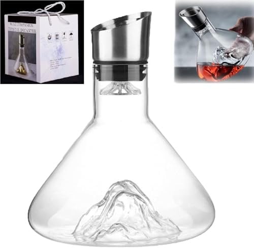 Crystal Clear Revella Wine Decanter - 1500ml Iceberg Style with Aerator