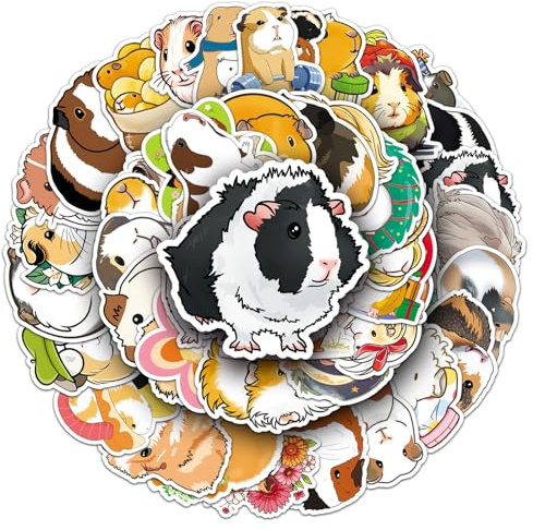 Affoto Meerschweinchen Aufkleber für Laptop(50PCS),Geschenk für Kinder Jugendliche Erwachsene Jungen,Guinea Pig Wasserdicht Vinyl Aufkleber Stickers für Scrapbook,Skateboard,Auto,Gepäck