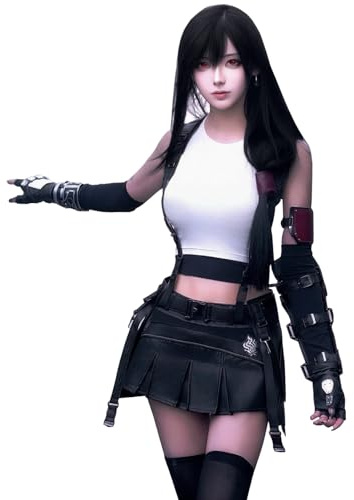 CR ROLECOS Tifa Lockhart Cosplay Spiel Tifa Lockhart Kostüm Outfit Rolle Tifa Lockhart Uniform Komplettset Set Halloween Karneval Party Dress Up Anzug