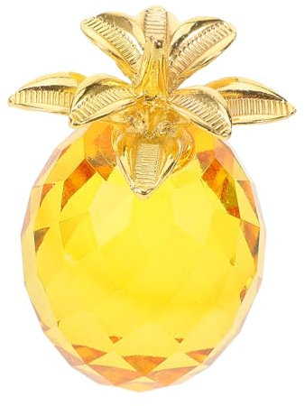 Happyyami Kristall-Ananas-Ornament abziehbar Ananas- Teller Stand glühen Obst Ananas Deko für den Schreibtisch Lustiges Ananas Modell kunstpflanze süße Modelle Fruchtschmuck Glas Yellow