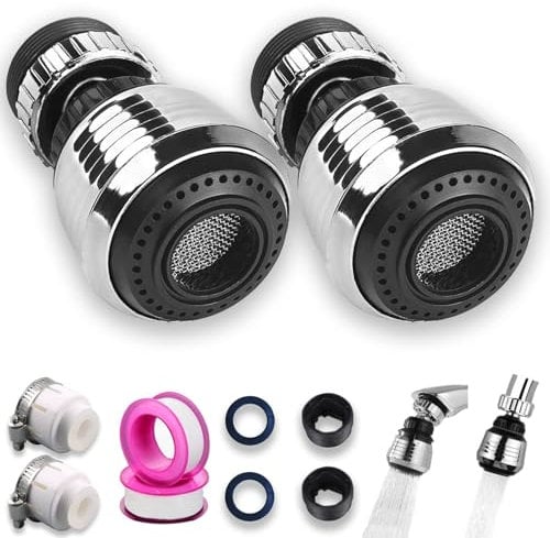 Ceeyoll 2 Piezas Aireador para Grifo,Filtro Grifo de Lavabo de Cocina,Accesorio de Grifo,Prolunga Rubinetto Extensor para Grifo de Cocina con 2 Modos,Grifo Giratorio de 360 ° Apto Para Baño y Cocina.