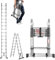 VEVOR Telescoping Ladder A Frame, 16.5ft Stainless Steel Extension Ladder, Multi-Button Retraction Portable Collapsible RV Ladders, 330LBS Load Telescopic Ladders with Balance Bar for Home, RV, Loft