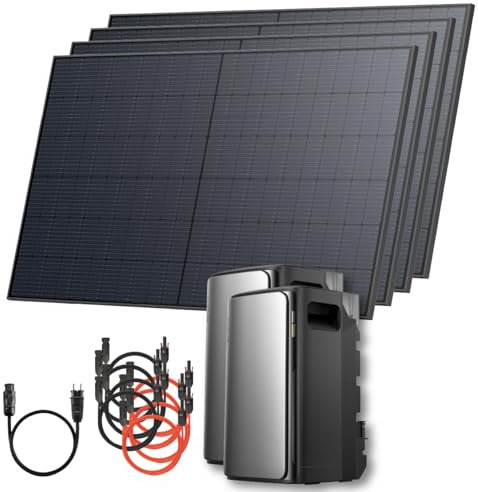 Solarway® 2000Wp / 800W Balkonkraftwerk mit 3,8kWh Speicher komplett Steckdose - 3,8 kWh EcoFlow Stream Ultra + AC Pro - Solaranlage Komplettset - 500W Solarmodule & EcoFlow Speicher & Zubehör