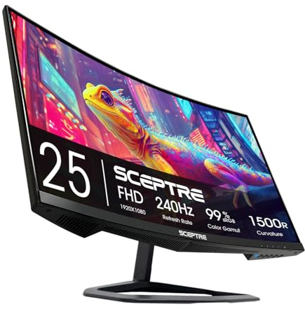 Sceptre New Curved 25-inch Gaming Monitor 240Hz 1500R HDMI x2 DP x2 Build-in Speakers 2025