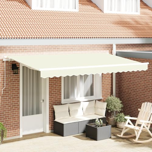 Tidyard Toldo Retráctil Crema y Blanco 4 x 2 Metros Poliéster y Metal