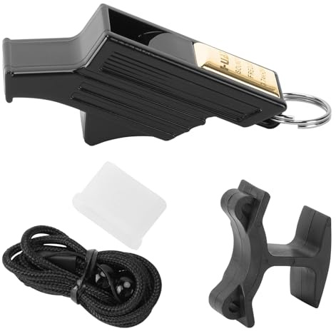 Professionelle Pfeife Schiedsrichte,ABS Schiedsrichterpfeife mit Clip und Schlüsselband für Fußball,Basketball,Volleyball und Outdoor-Überleben (Schwarz Gold)