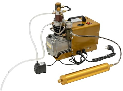 HUOMMGS Compresor PCP 300 bar, 100 L/min, compresor de aire de 1800 W, compresor de buceo con guantes, compresor de aire automático, bomba para botellas de buceo, pistolas de aire