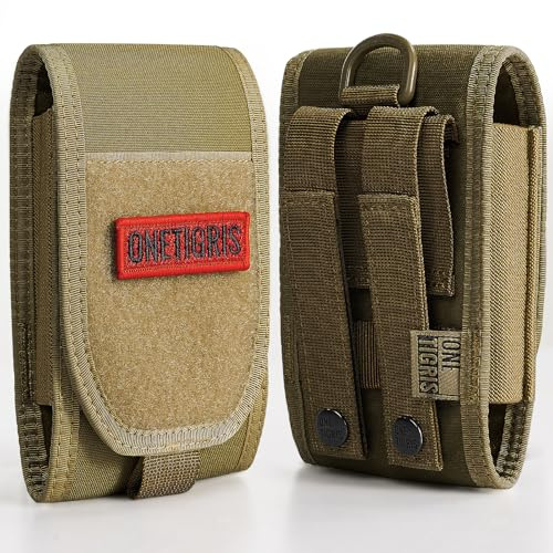 OneTigris Phone Pouch, Tactical Cell-Phone Holster with MOLLE Strap, Belt Loop Compatible Holder for iPhone 17 Pro Max/Air/17 Pro/17/16 Pro Max/15 Pro Max/14 Pro Max/13 Pro Max, for Galaxy S25 Ultra