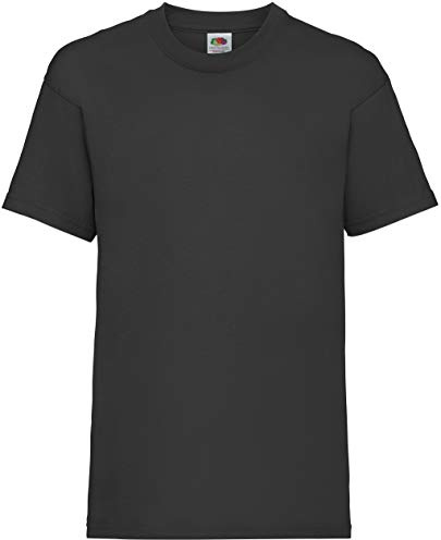 Fruit of the Loom Unisex Kids Original Crew Neck Short Sleeve T-Shirt, Black (schwarz), 7-8 Years (Manufacturer Size: 128)
