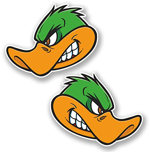 2 x 10 cm Angry Duck Vinyl-Aufkleber Aufkleber Helm Laptop Auto Motorrad Vogel #5614 (10 cm breit x 8 cm hoch)