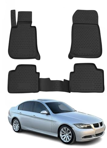 OMAC Gummimatten Fußmatten kompatibel mit BMW 3er E90 2005-2013 TPE Automatten Schwarz 4X
