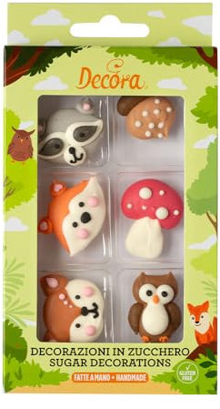 Decora 0500415 Lot de 6 décorations animaux de la forêt en sucre