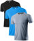 Holure Herren 3er Pack Sports Atmungsaktiv Schnelltrocknend Kurzarm T-Shirts Schwarz/Grau/Blau L