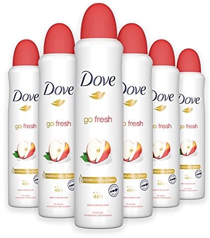 Dove Go Fresh Apple & White Tea Anti-Perspirant Deodorant Spray für Damen, 250 ml, 6 Stück