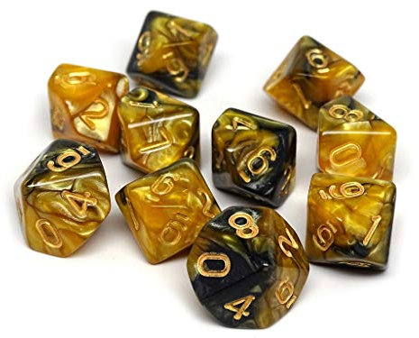 Easy Roller Dice Co. 10-teiliger Würfel aus Granit, 10 Stück, 10 Stück, farblich passende, nummerierte 10 Seiten, perfekt für Tabletop War Spiele, RPG und Lernzwecke